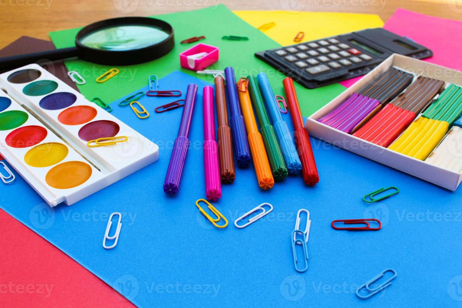 Stationery objects. School and office supplies 22112734 Stock Photo at