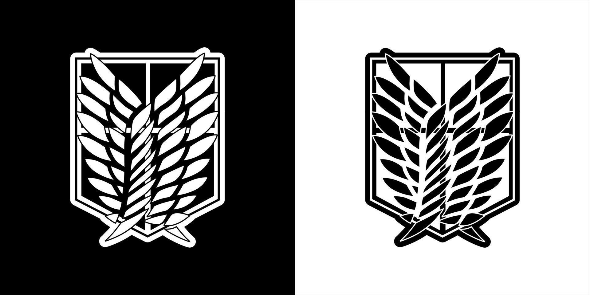 Shield emblem with wings in black and white color. Perfect for sticker or t-shirt design. vector
