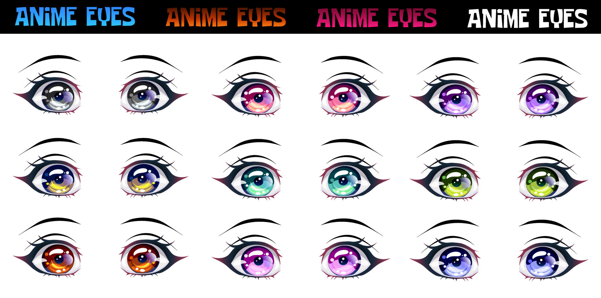 Anime eyes with hearts Royalty Free Vector Image