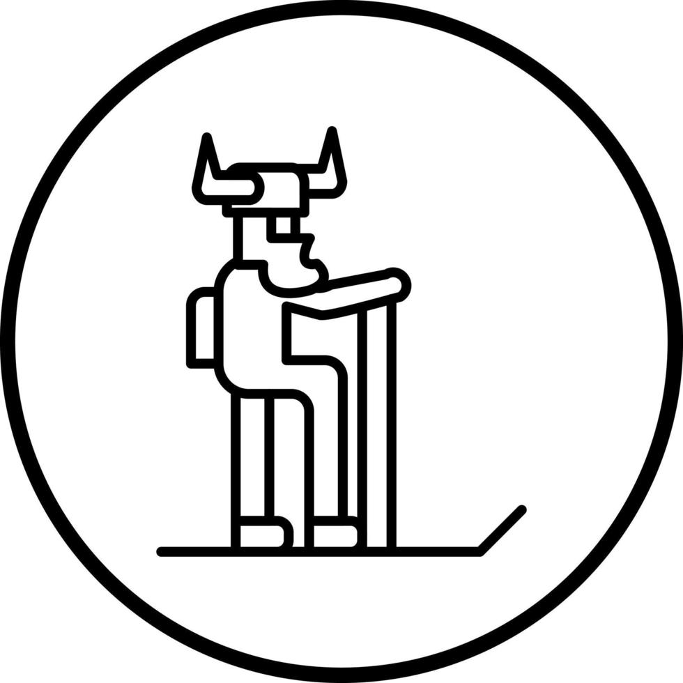 Viking Skiing Vector Icon Style