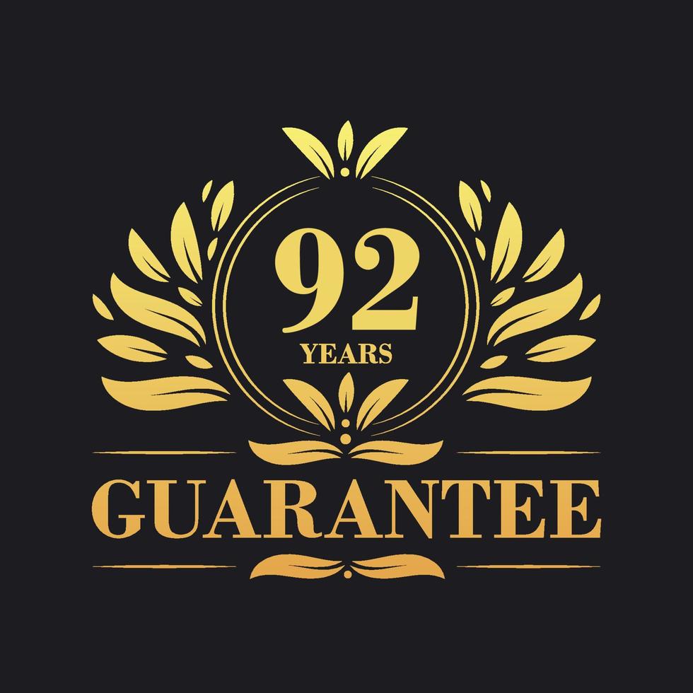 92 Years Guarantee Logo vector,  92 Years Guarantee sign symbol vector