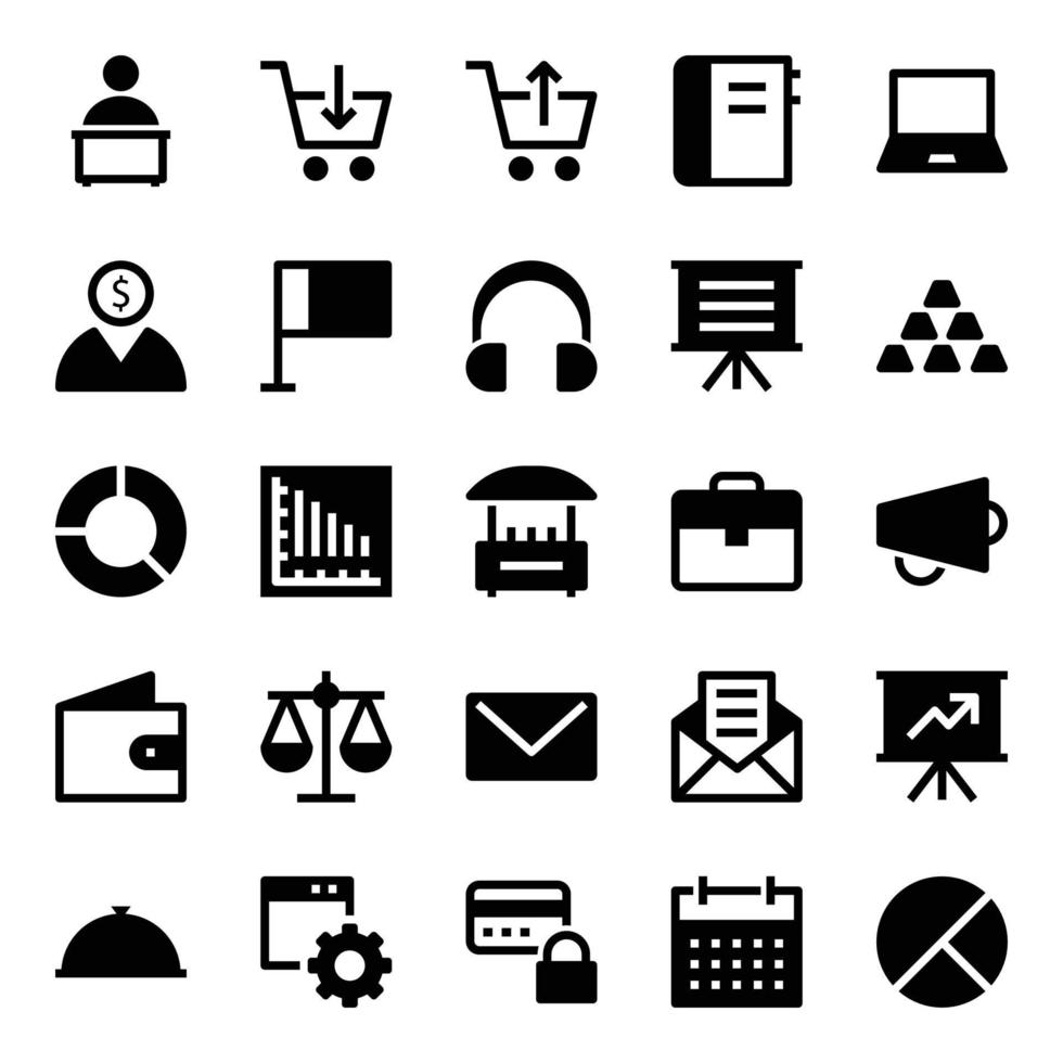 Glyph icons for Market and economics. vector