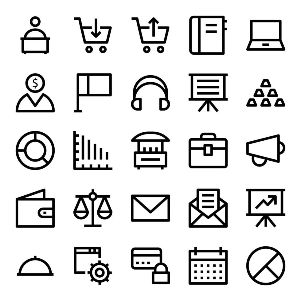 Outline icons for Market and economics. vector