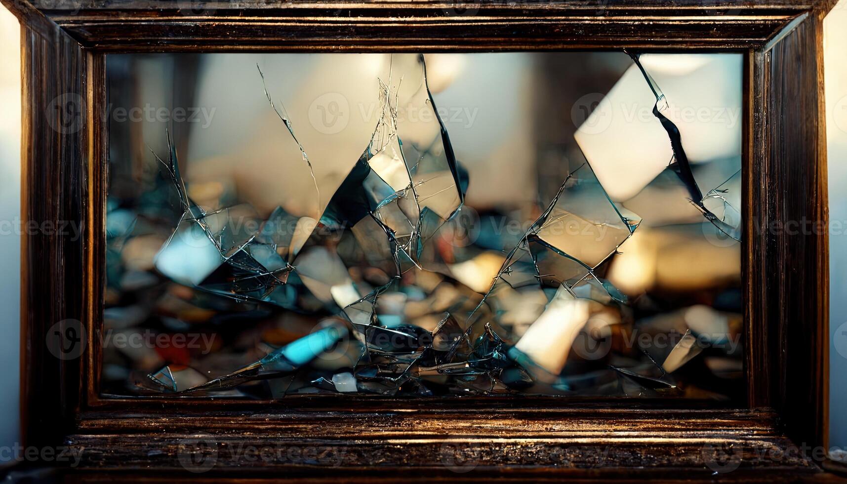 illustration of a mirror that breaks into shards photo
