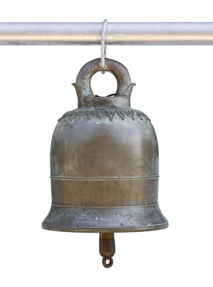 Old bell isolated on white background with clipping path, Thai style in temple photo