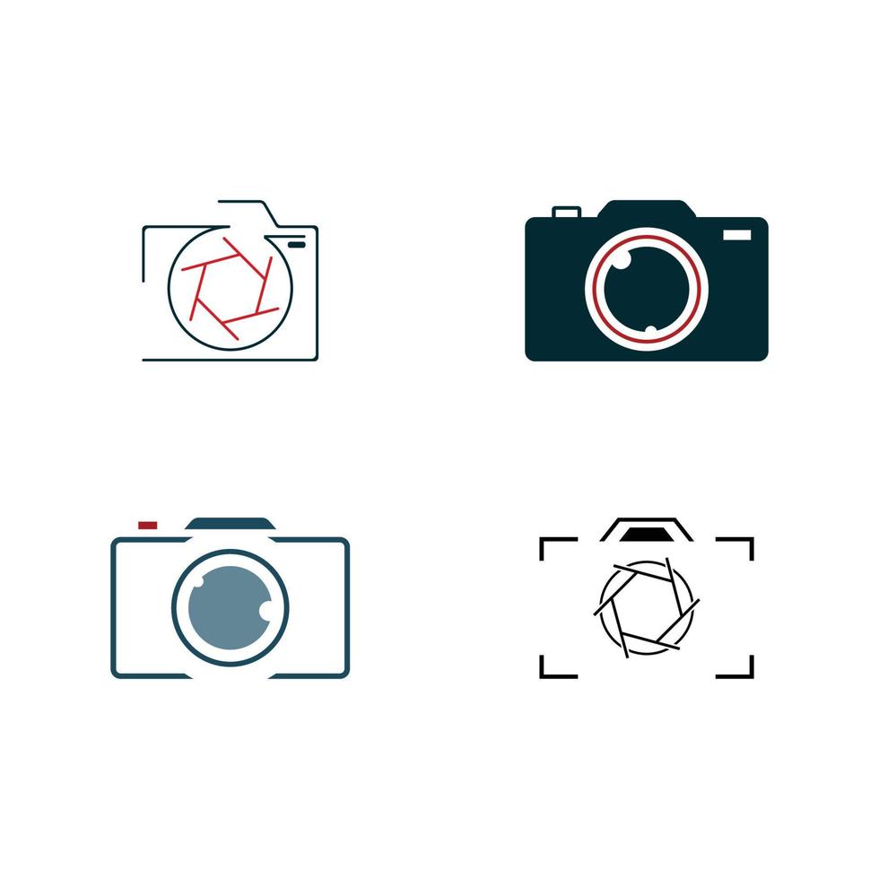Photographic camera logo, camera lens, and digital. vector