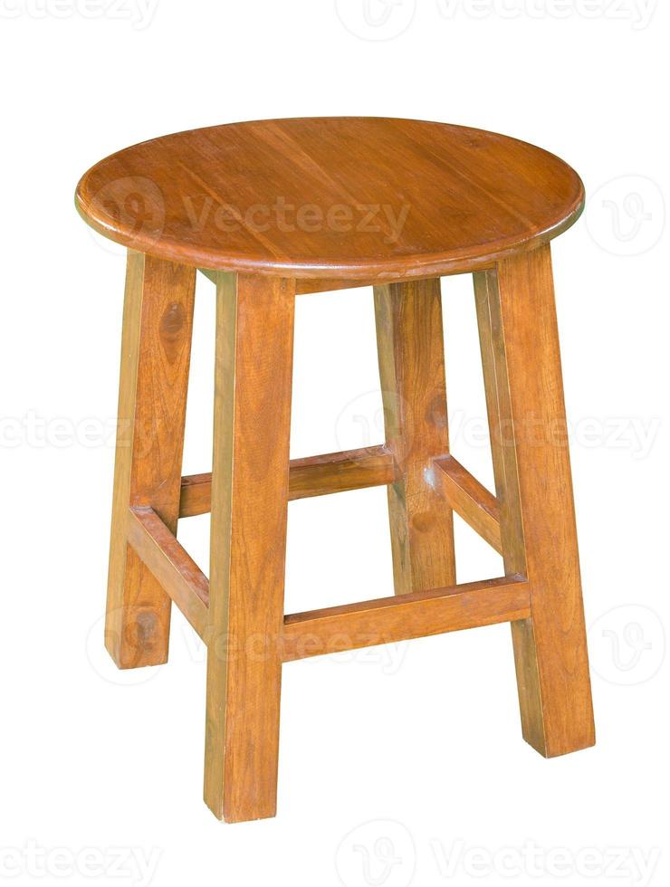 wooden chair or wooden stool isolated on white with clipping path photo