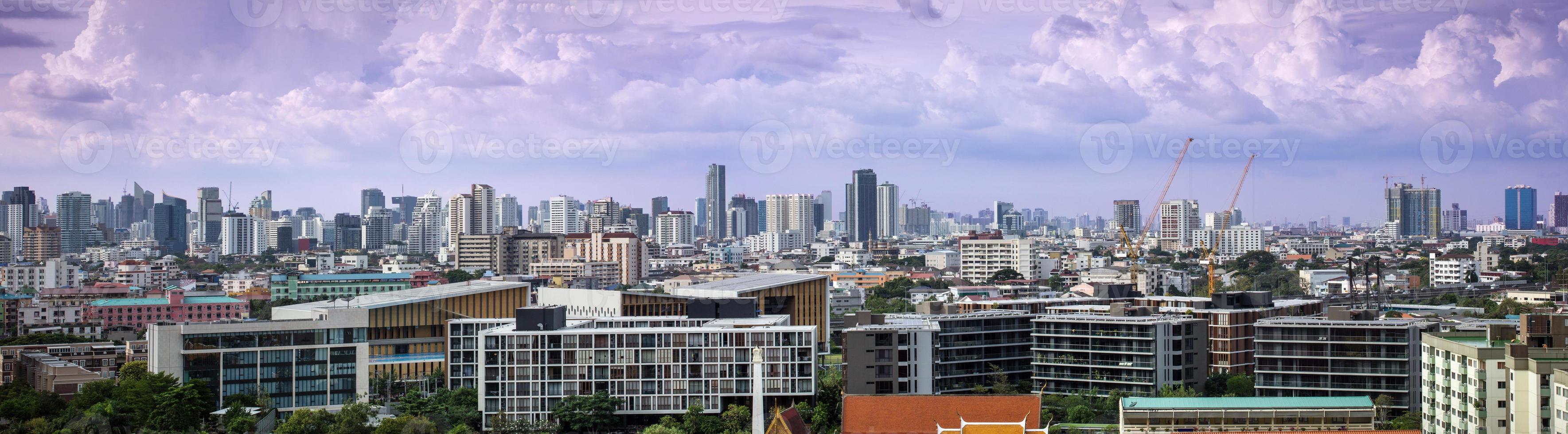 Panorama view of Bangkok city skyline and skyscraper with Bangkok cityscapes of daytime, Thailand photo