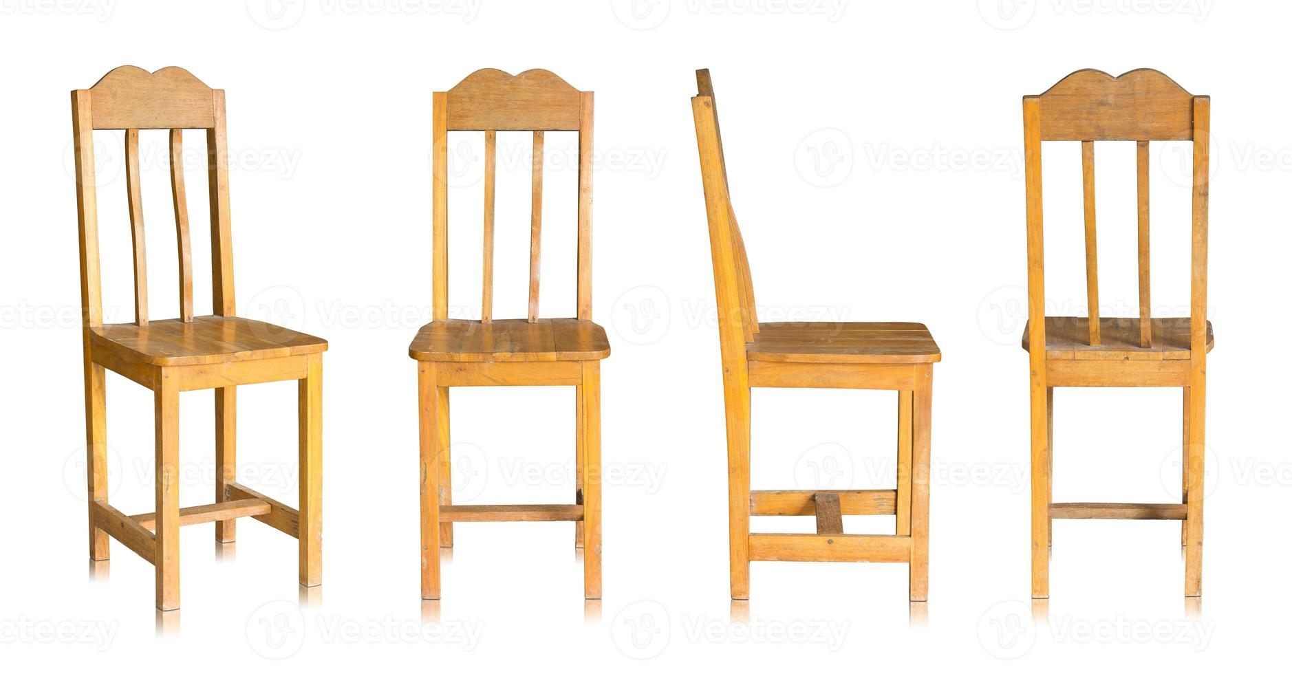 set of wooden chair isolated on white background photo