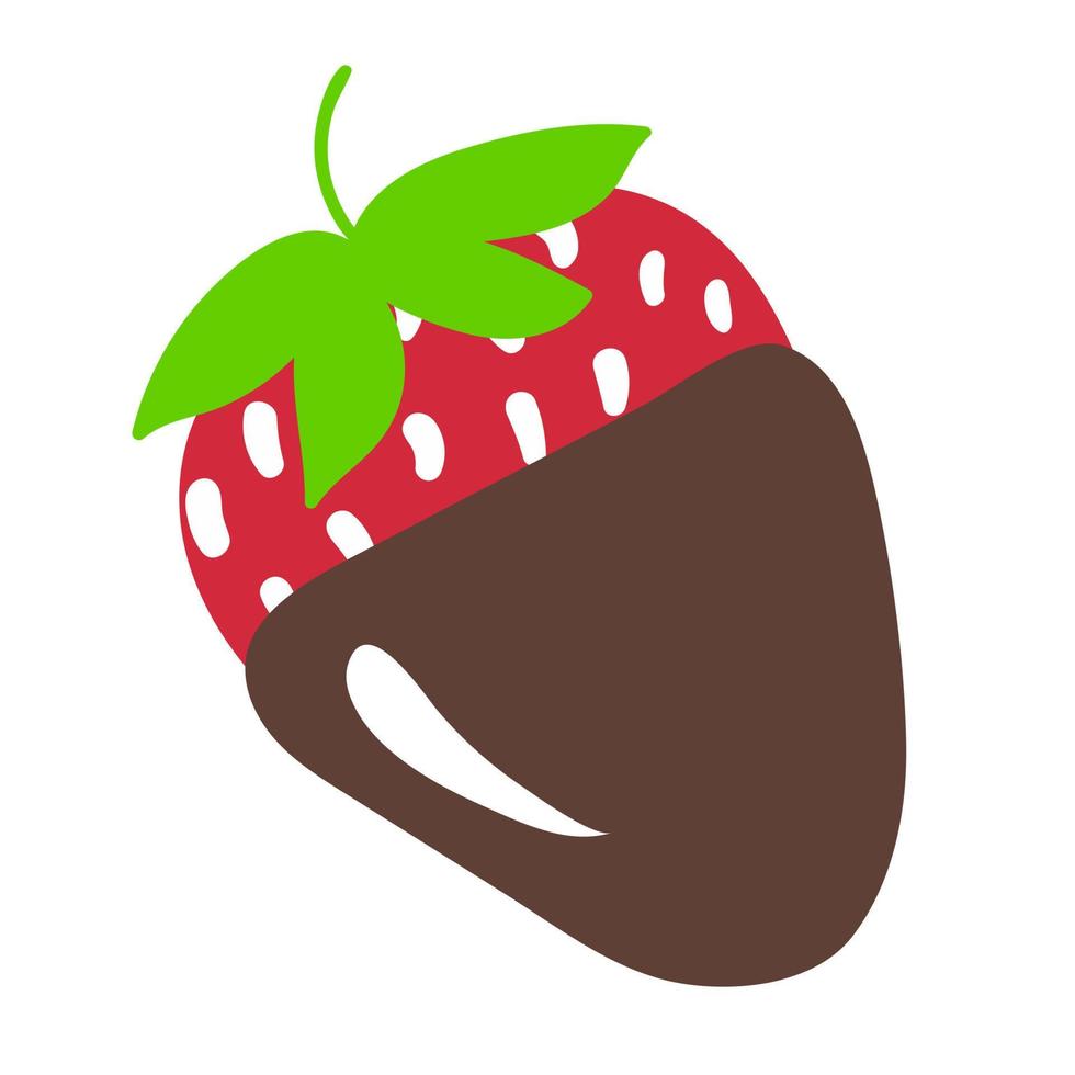 Strawberry in chocolate vector illustration. Hand drawn cartoon candy. Tasty strawberry in dark chocolate isolated.