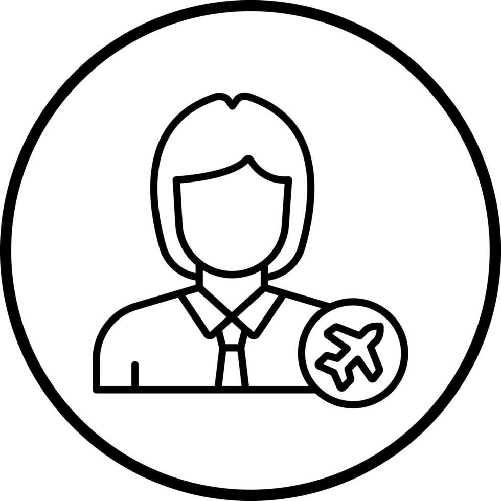 Female Flight Attendant Vector Icon Style