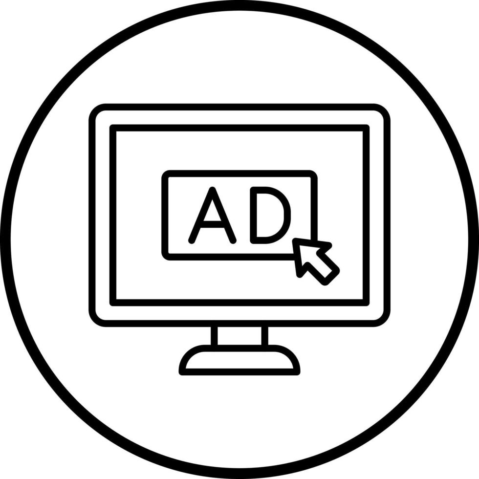 en línea publicidad vector icono estilo