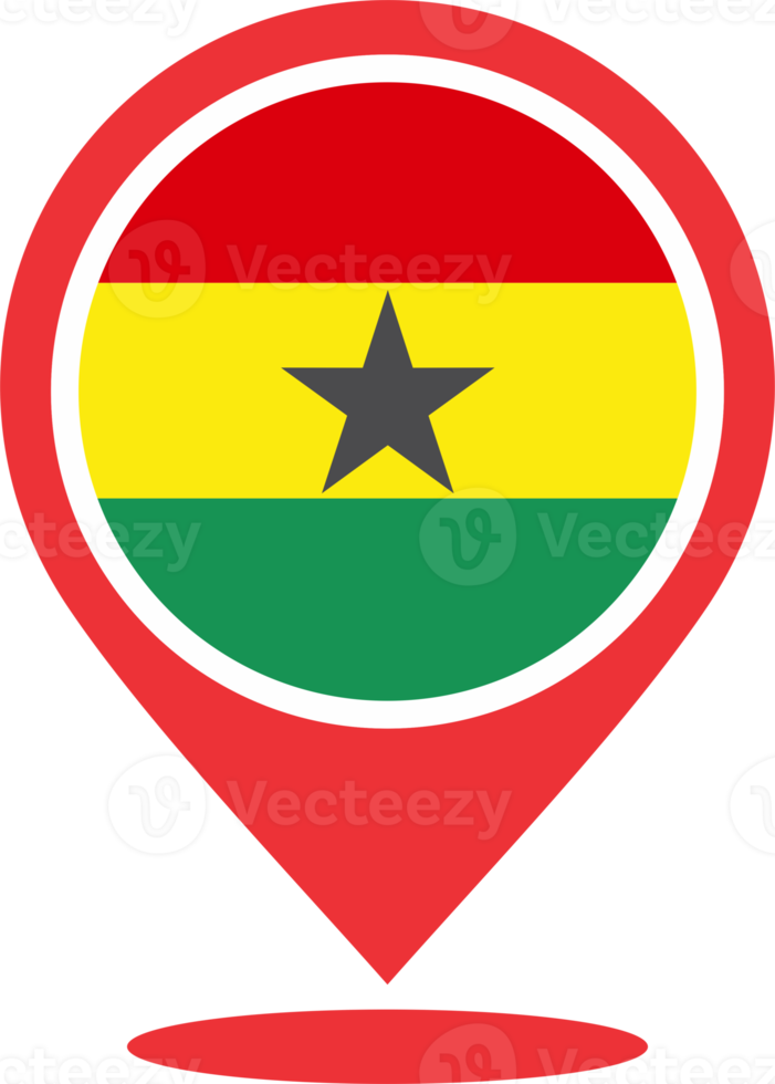 Ghana drapeau épingle carte emplacement png