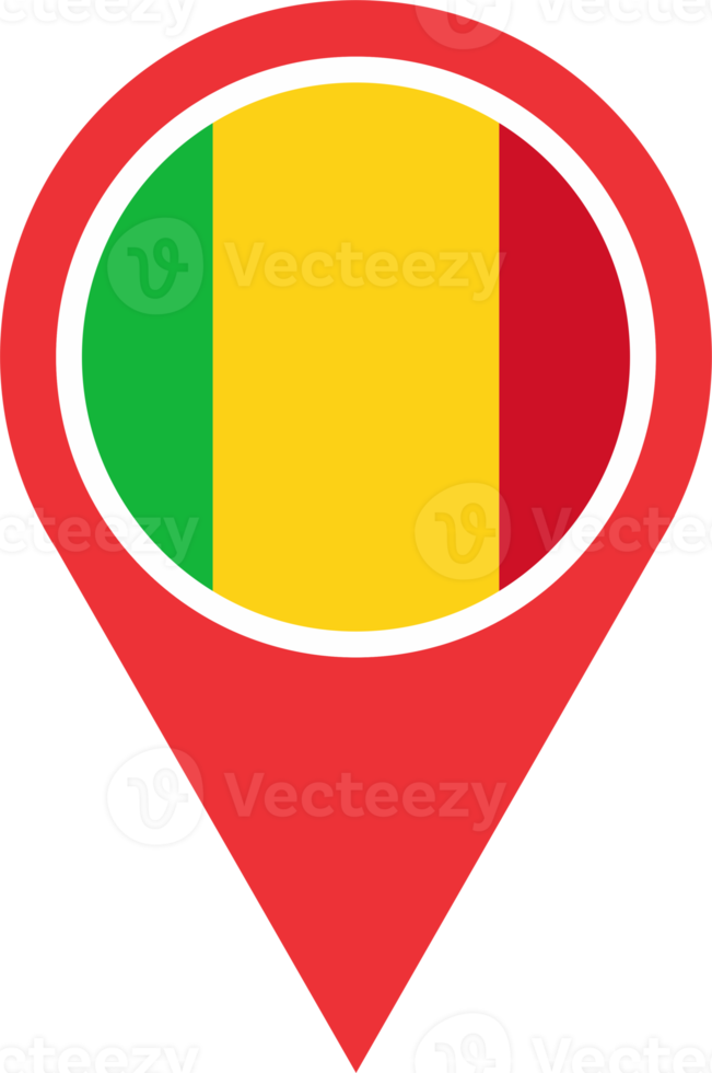 Mali flag pin map location PNG