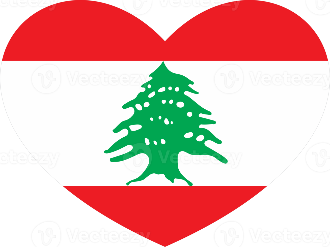 Lebanon flag heart shape PNG