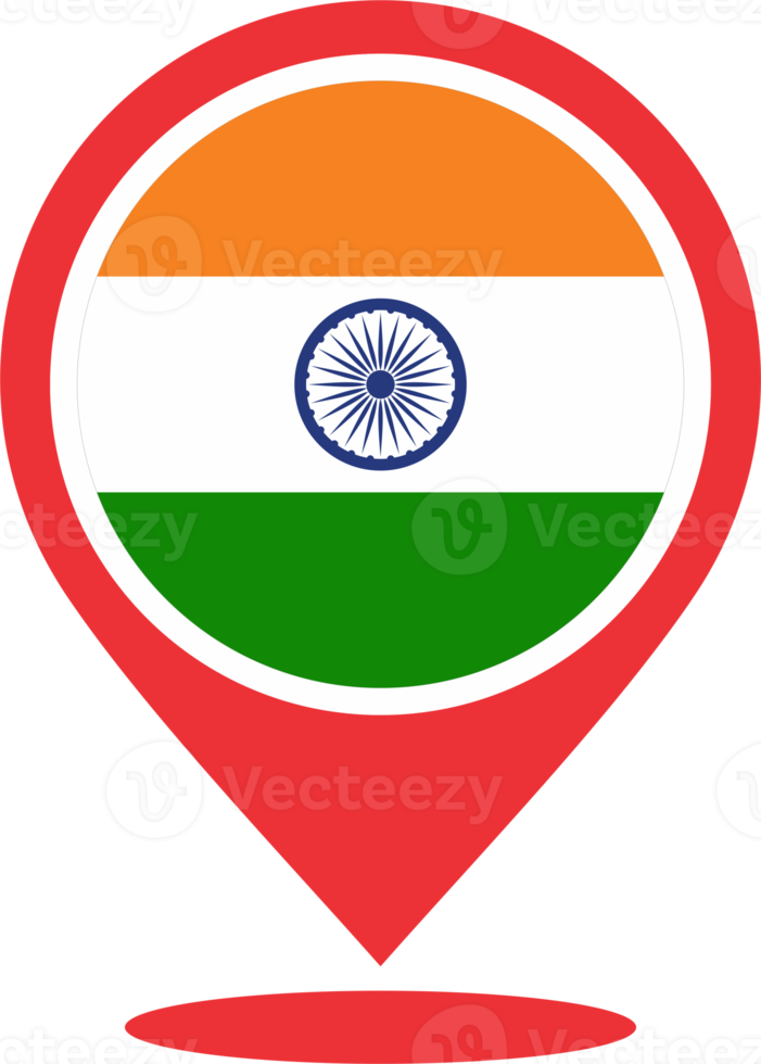 India flag  pin map location PNG