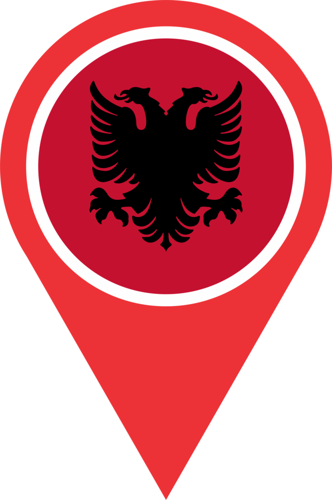 Albania flag pin map location PNG