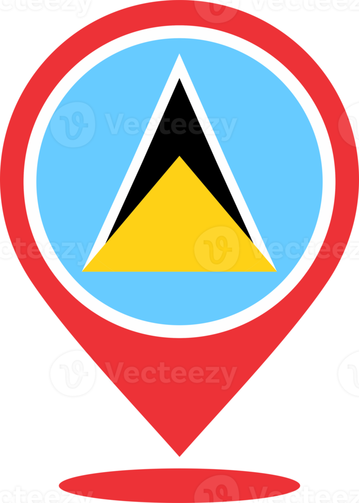 Saint Lucia flag pin map location PNG