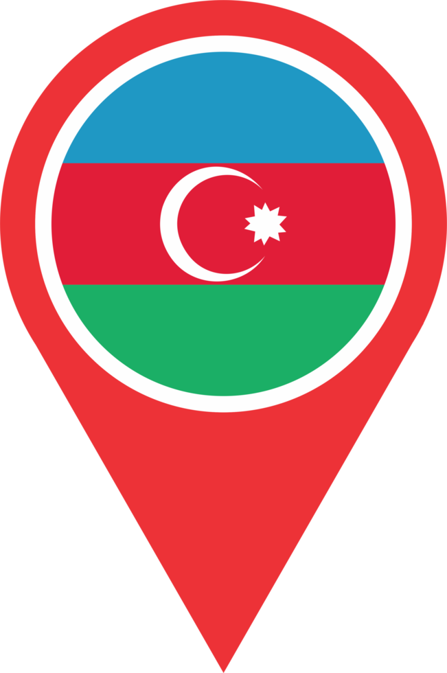 Azerbaijan flag pin map location PNG