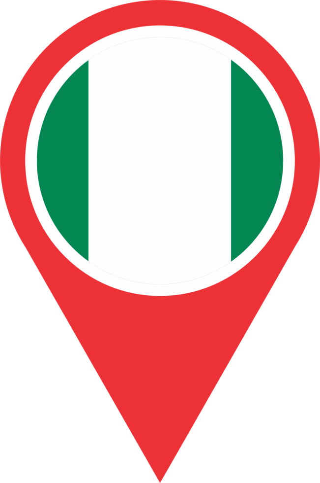 Nigeria flag pin map location PNG