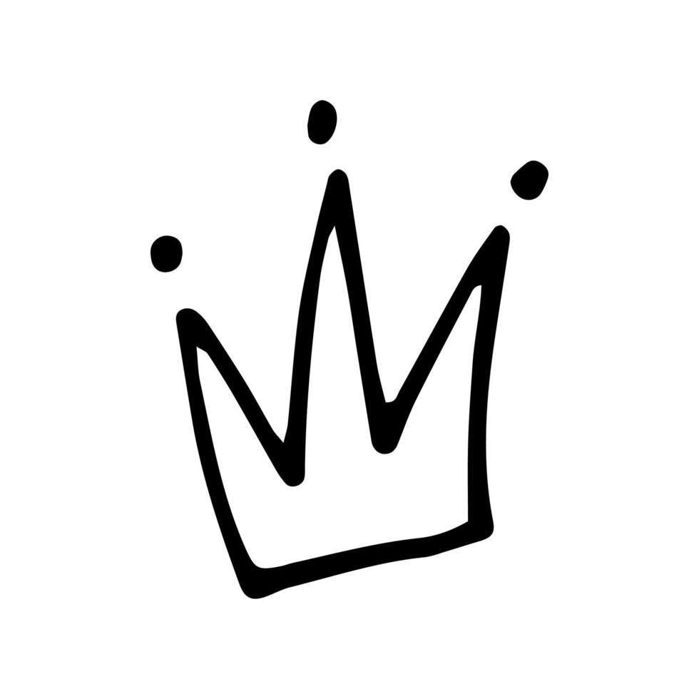 Vector doodle crown illustration. Simple hand drawn crown isolated.