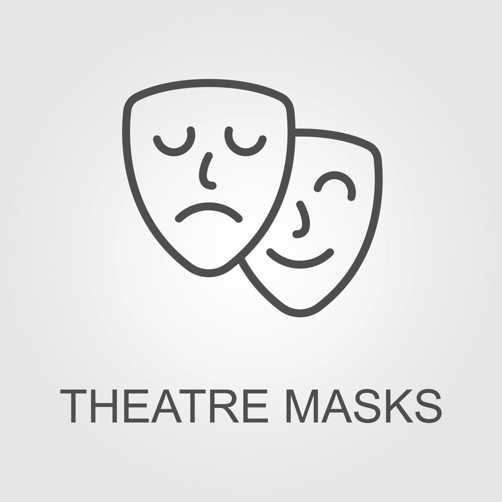 Comedy and tragedy line theater masks vector illustration