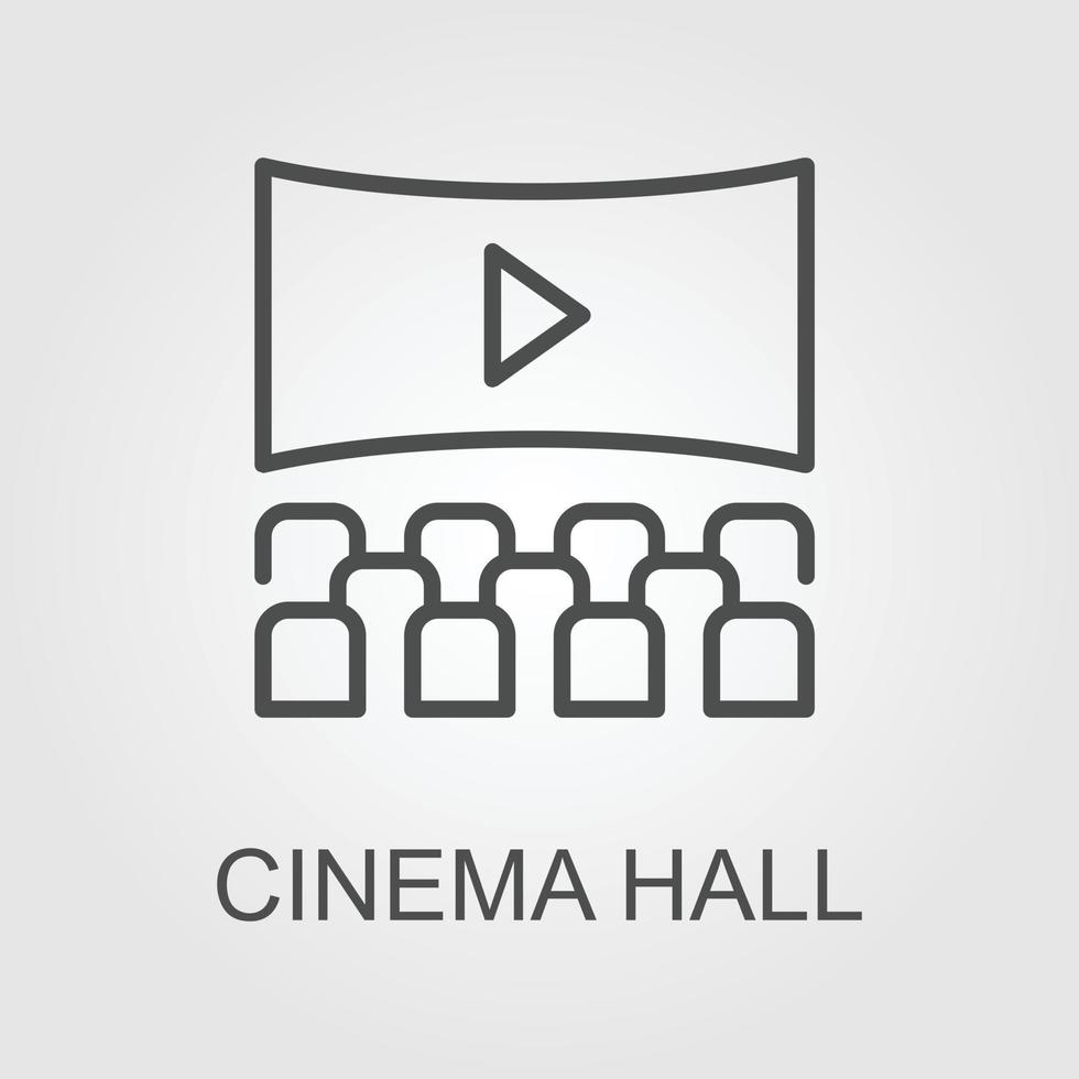 Auditorium with crowd of people black vector icon