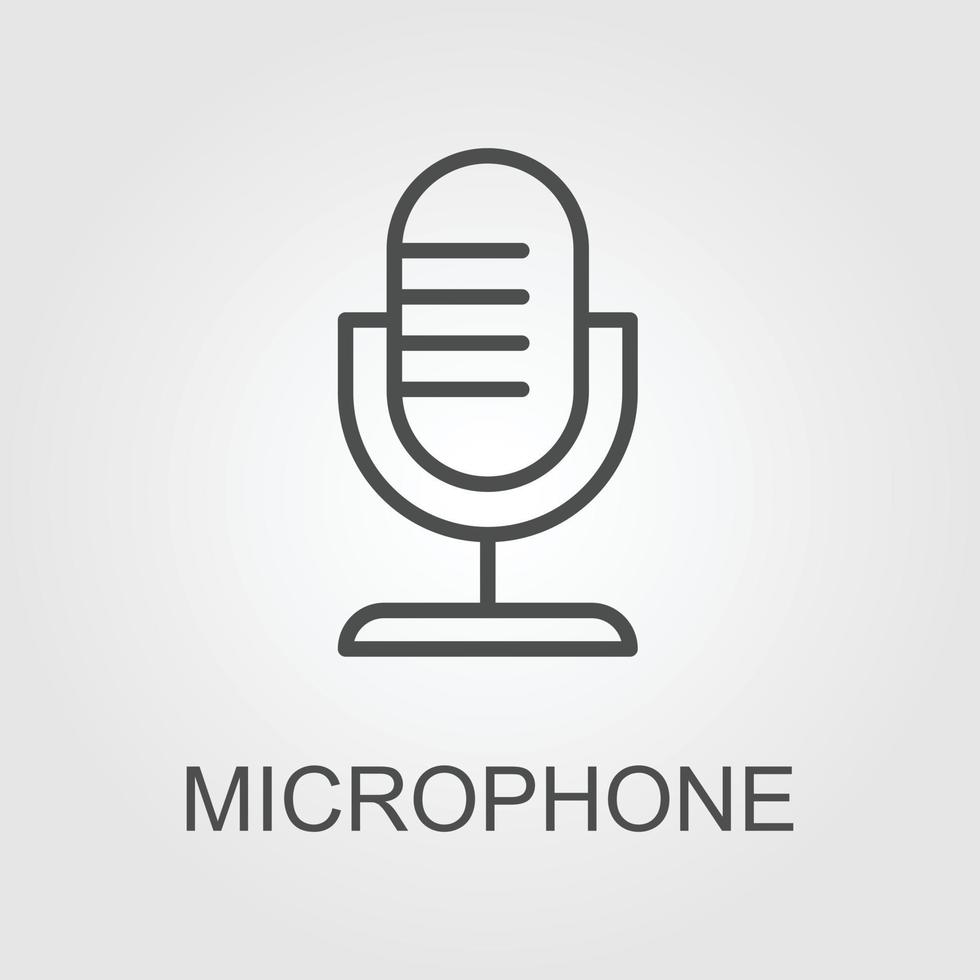 Record Microphone vector icon. The symbol microphone for web site. Illustration retro microphone for mobile apps. Pictogram Microphone. Minimalist icon. Sound concept icon