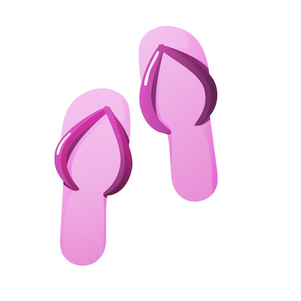 Pink flip flops isolated on white background. Vector illustration in cartoon style