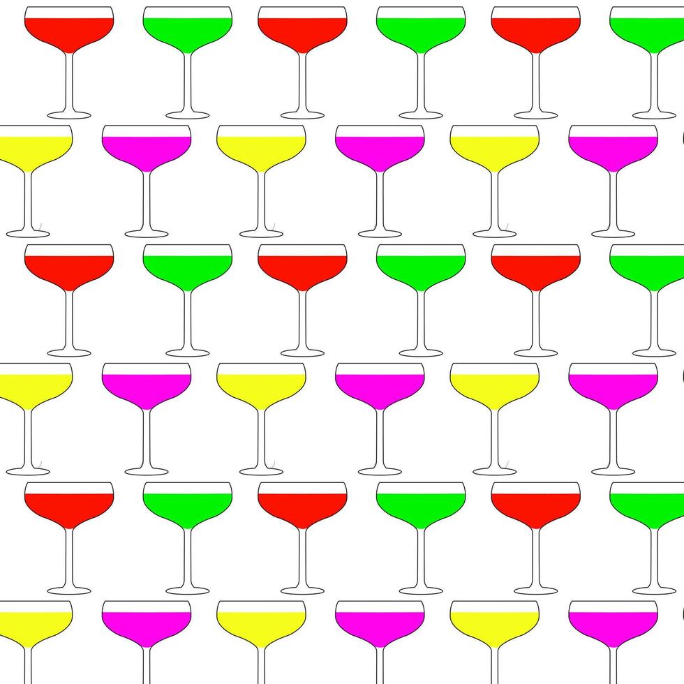 Alcoholic color cocktails seamless pattern on a white background. Party drinks concept. Vector illustration