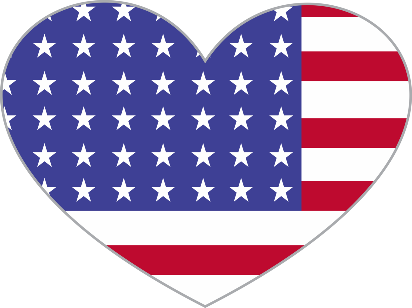 America flag heart shape PNG