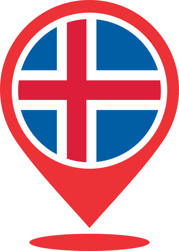 Iceland flag pin map location PNG