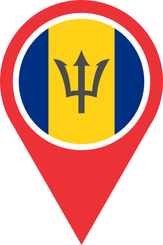 Barbados flag pin map location PNG