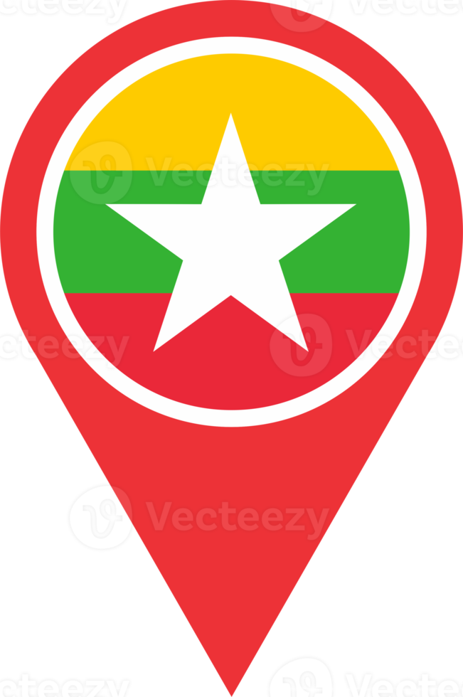 Myanmar flag pin map location png