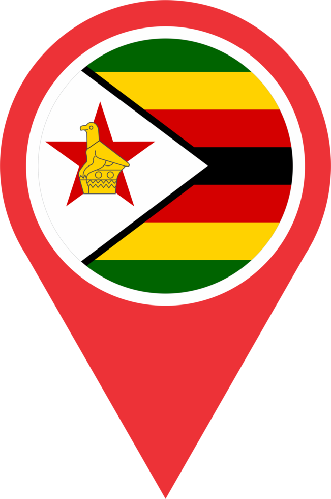 Zimbabwe flag pin map location PNG