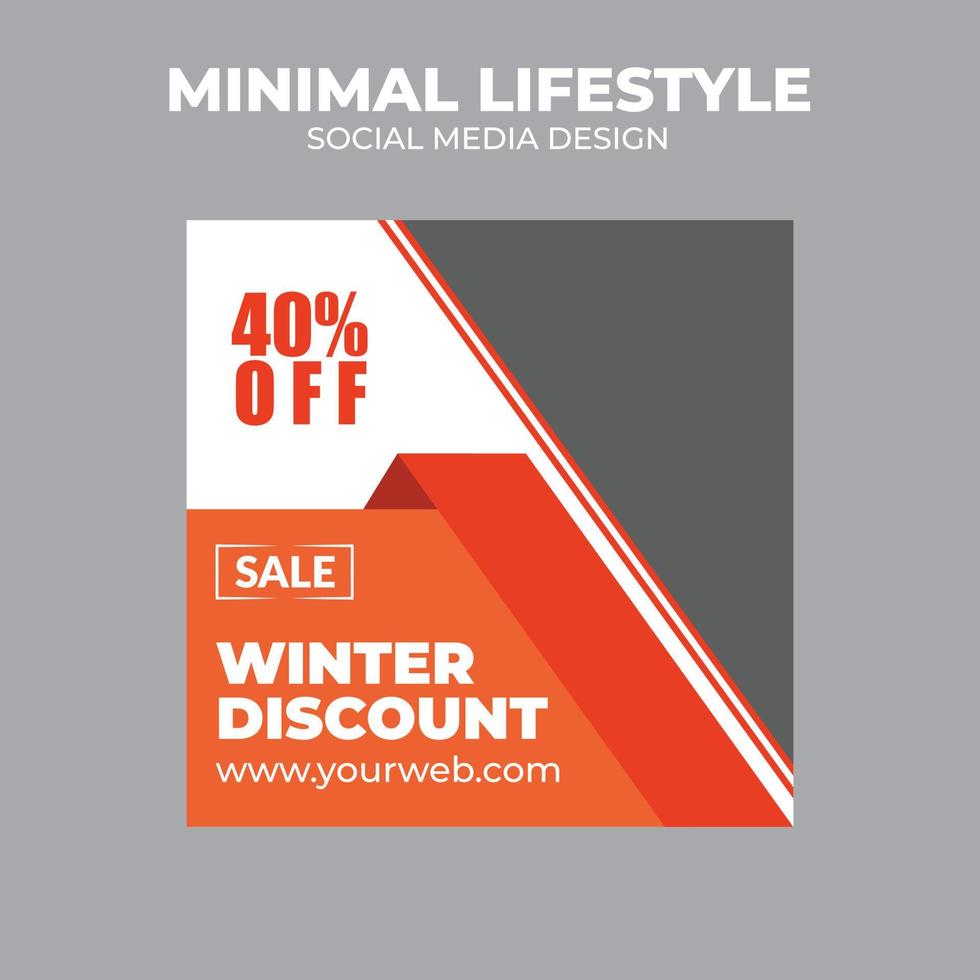 Winter offer media ads design vector