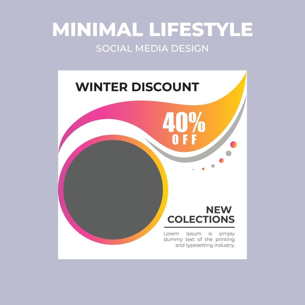 Winter offer media ads design vector