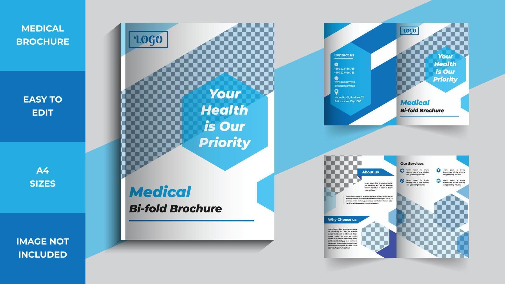 Bi-fold Medical Brochure Template Design vector