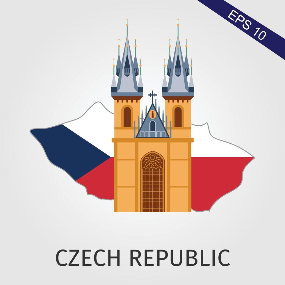 Illustration map of Czech Rebublic or Czechia with city, landmarks and nature. Editable vector illustration