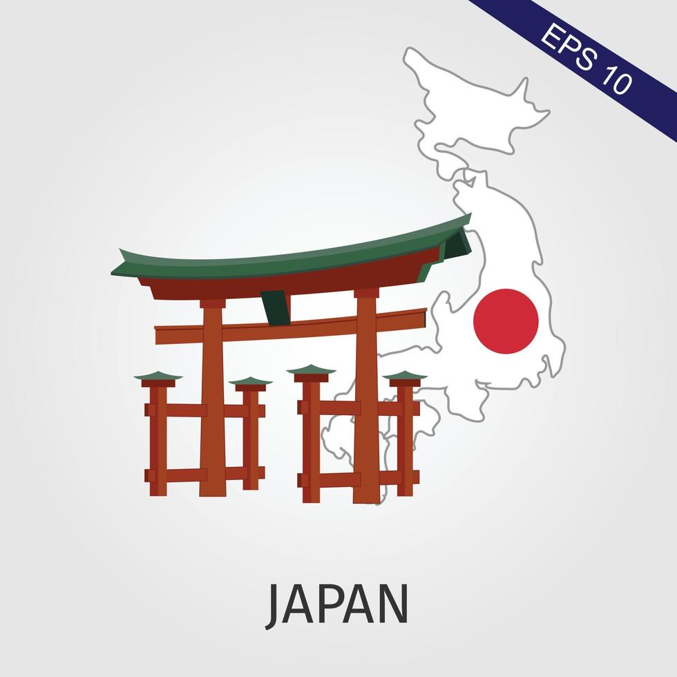 Lovely Japan travel map design, Let's go to Japan in Japanese on the upper left vector