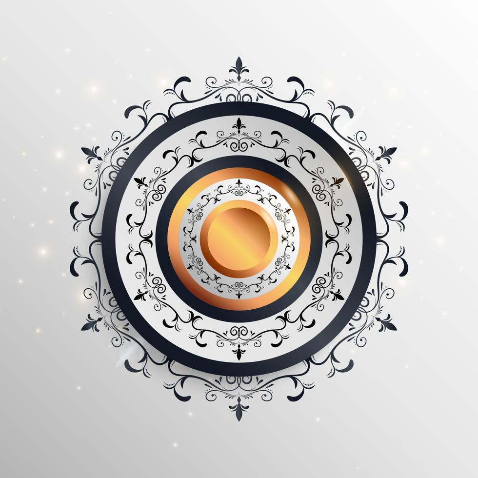 elegant rounded black and silver flourish frame vector