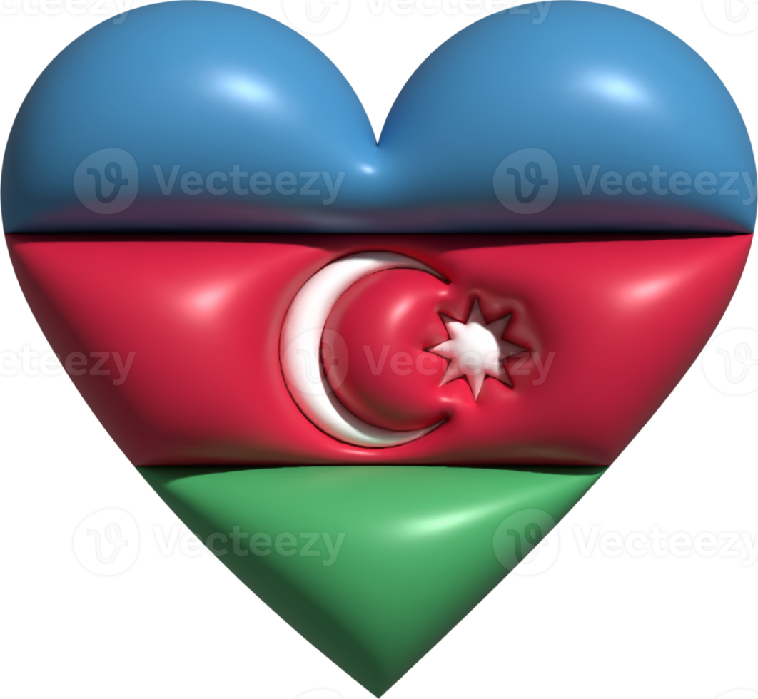 Aserbaidschan Flagge Herz 3d. png