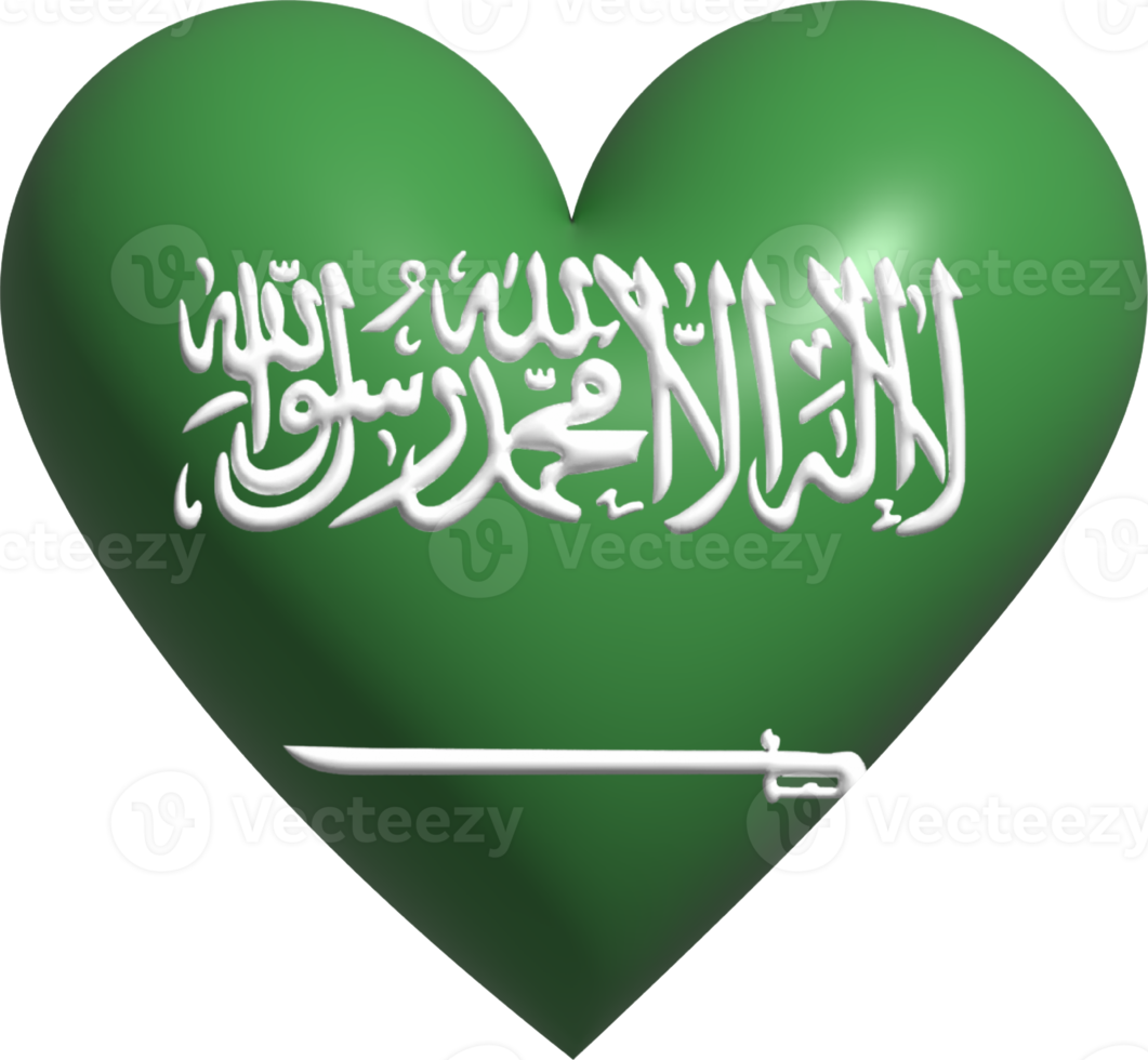 Saudi Arabia flag heart 3D. png