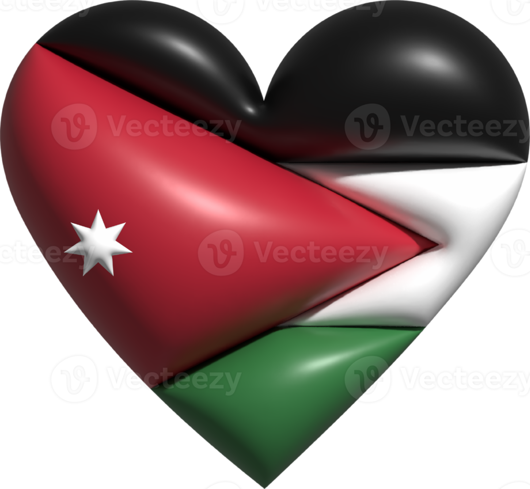 Jordan flag heart 3D. png