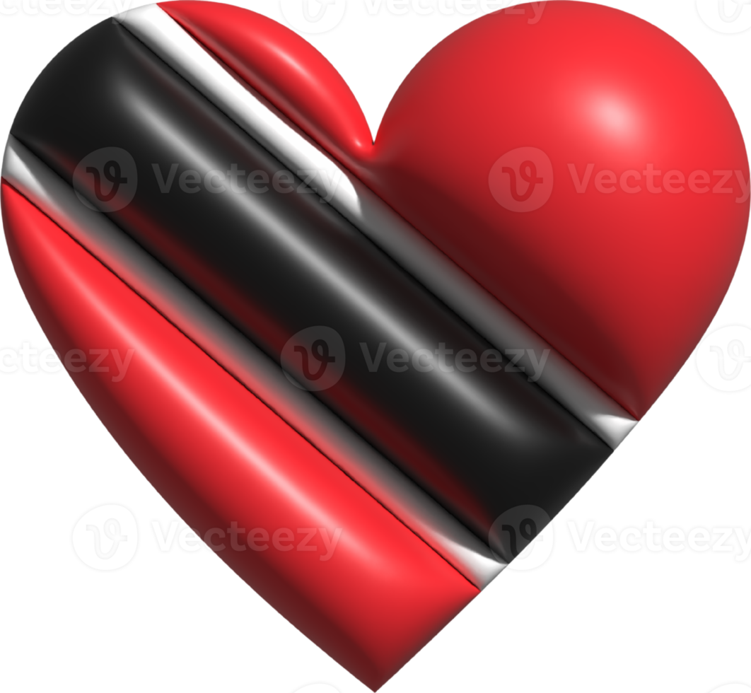 Trinidad and Tobago flag heart 3D. png
