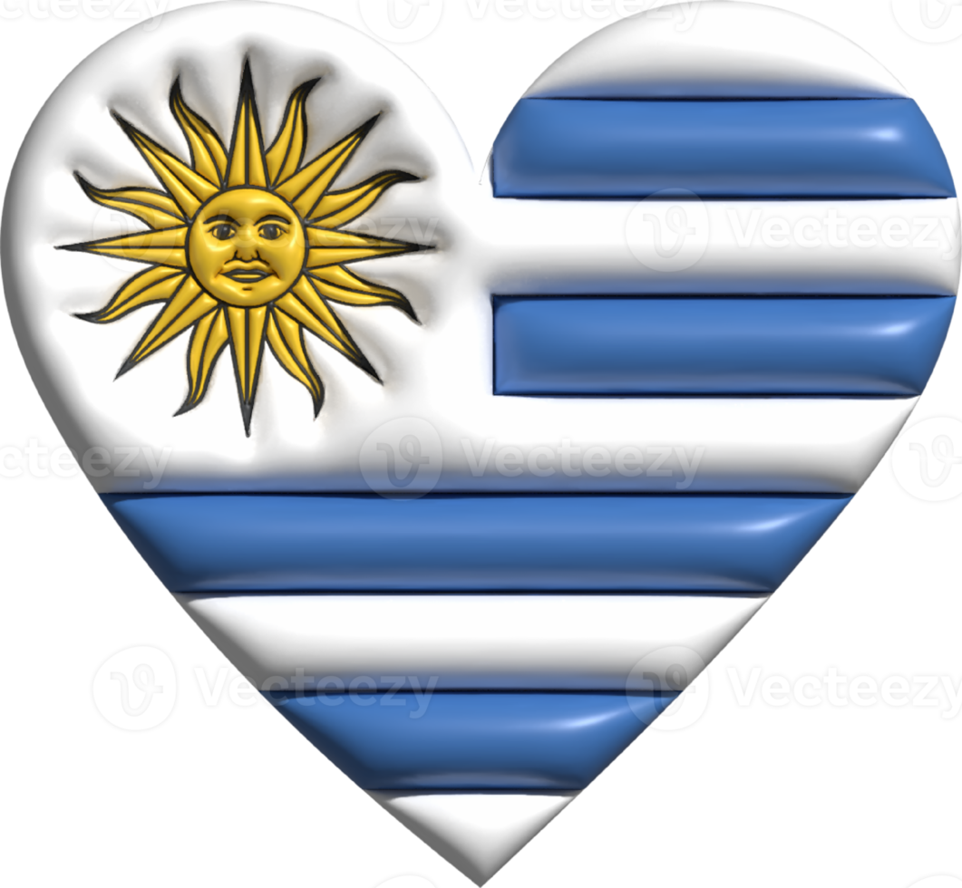 Uruguai bandeira coração 3d. png