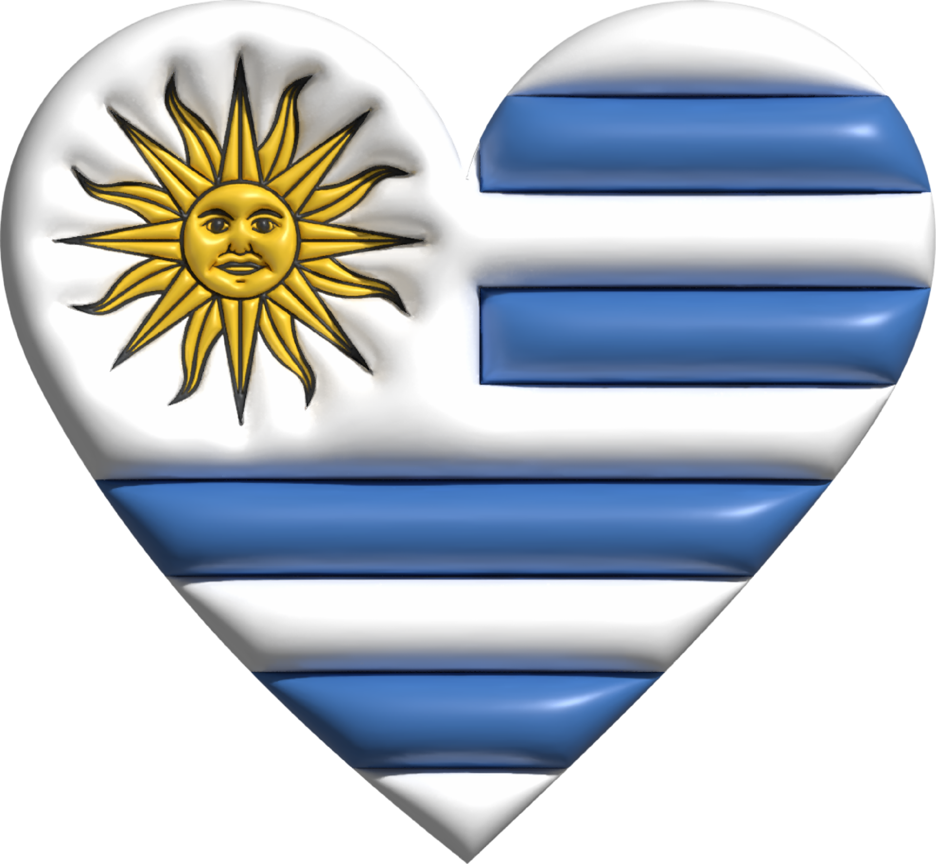 Uruguay flag heart 3D. 22121040 PNG