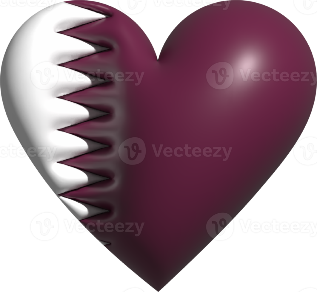 Qatar flag heart 3D. png