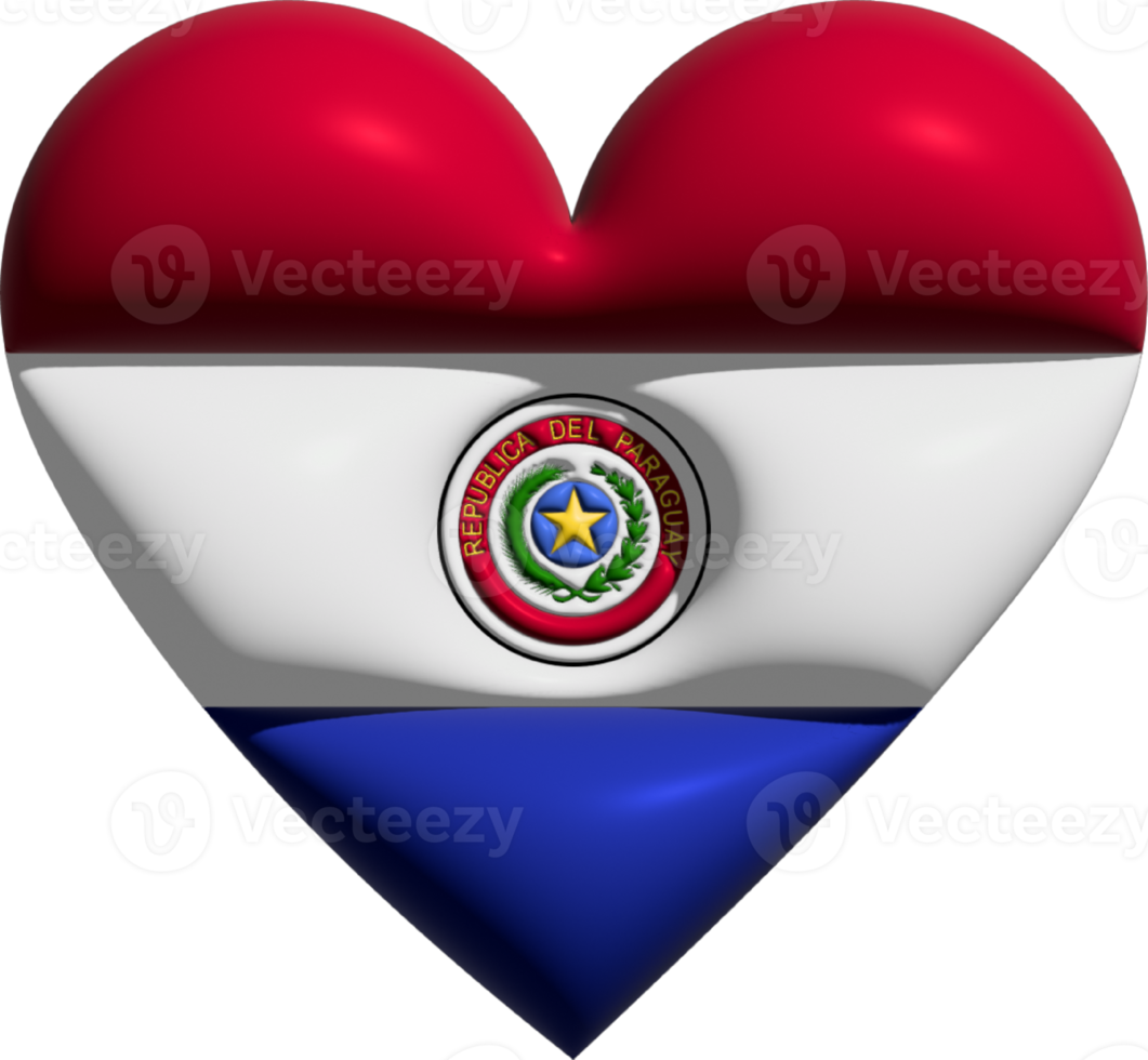 Paraguay flag heart 3D. png