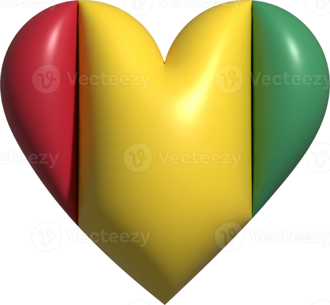 Guinea flag heart 3D. png